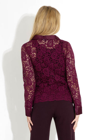 SAFIRA LACE BLOUSE - Port wine
