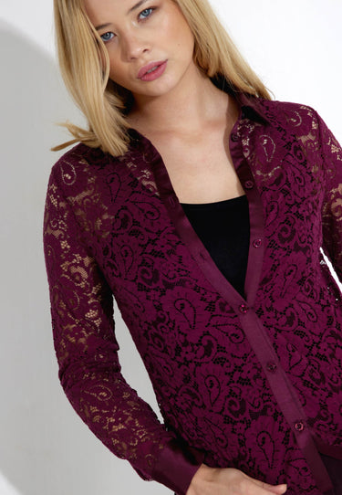 SAFIRA LACE BLOUSE - Port wine