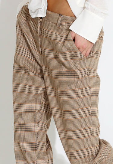 ANNELIE CHECK TROUSERS - Trousers - Brown check