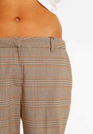 ANNELIE CHECK TROUSERS - Trousers - Brown check