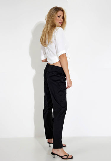 EMILY CROP JAQUARD TROUSERS - Black