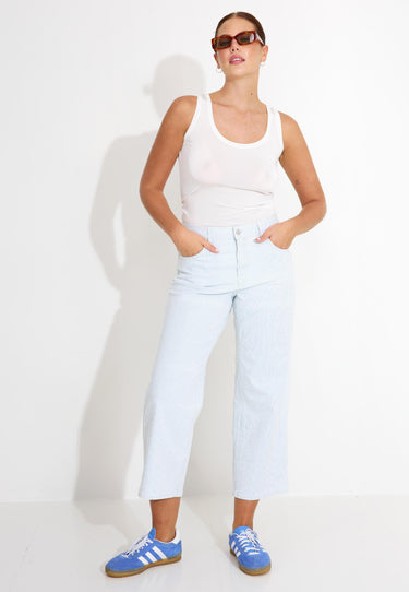 ALVA WIDE JEANS - Blu stripe