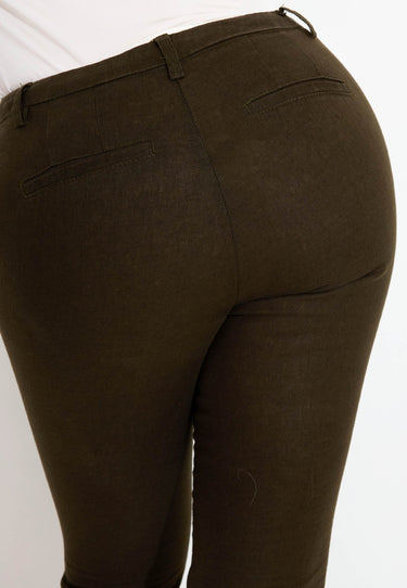 EMILY CROP LINNEBYXA - Black olive