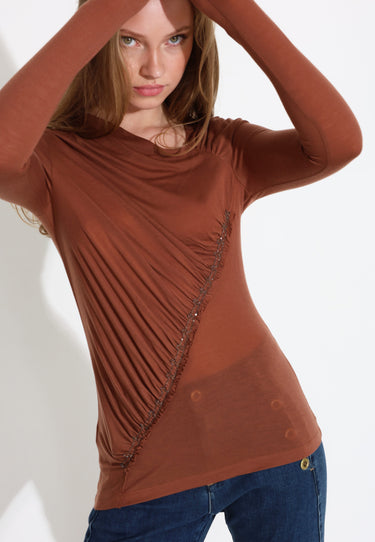 JERSEY TENCEL T-SHIRT 03753 - Brun