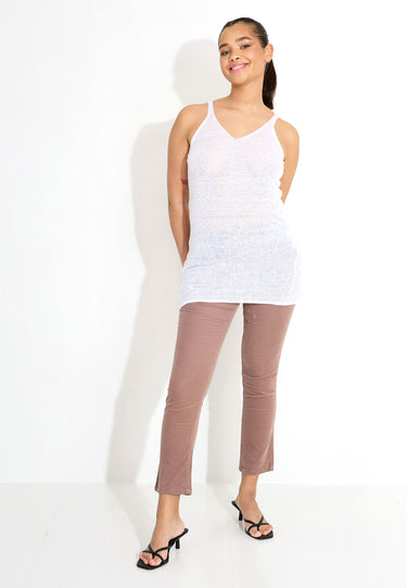 LINEN TANK 09574 - Vit