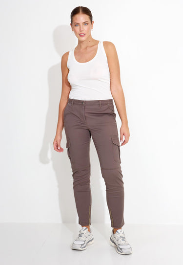 09134 GABARDINE TROUSERS - Brun