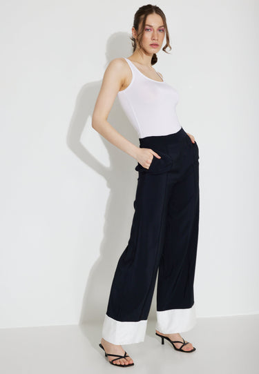 WIDE LEG TROUSERS 03668 - Svart