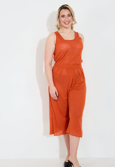 LINEN JUMPSUIT - Orange