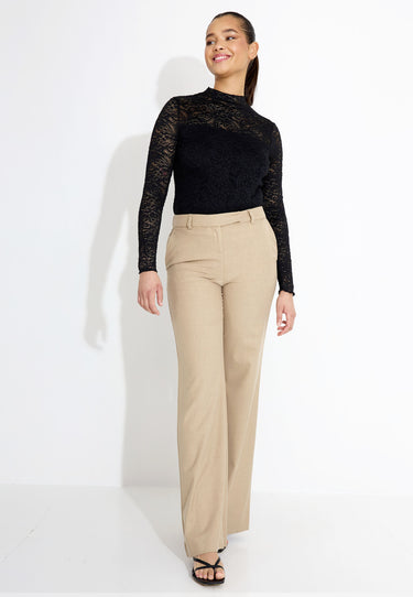 03568 PANTALONE LARGO IN FLANELLA - Brun