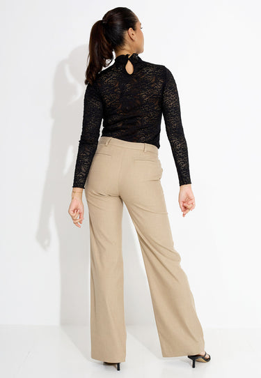 03568 PANTALONE LARGO IN FLANELLA - Brun