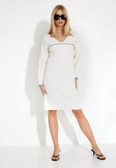 KNITTED DRESS LONG SLEEVES 00509 - Vit
