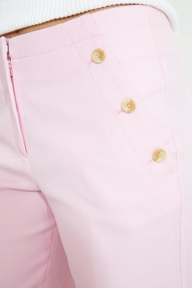 COTTON STRETCH WIDE TROUSERS 09008 - Rosa