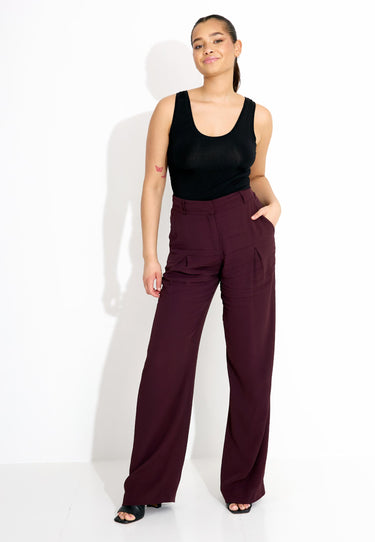 03528 LARGE PANTS - Mörkröd