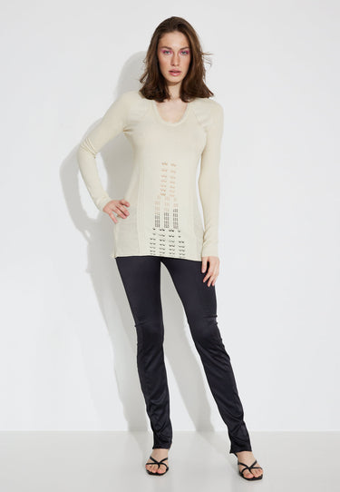 SWEATER VIS STR V NECK - gul