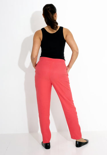 03525 BOYFRIEND TROUSERS TENCEL - Röd