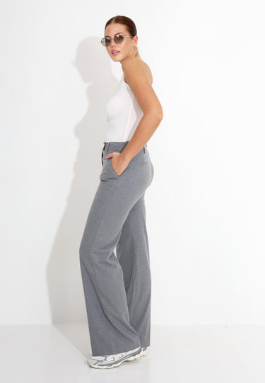 03568 PANTALONE LARGO IN FLANELLA - grå