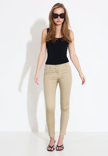 PANTALONE IN RASO DI COTONE - beige