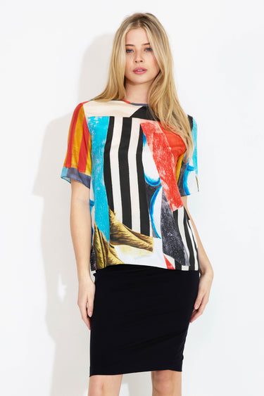 BENTO LANDSCAPE PRINT BLOUSE - multicolor