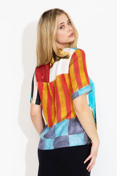 BENTO LANDSCAPE PRINT BLOUSE - multicolor
