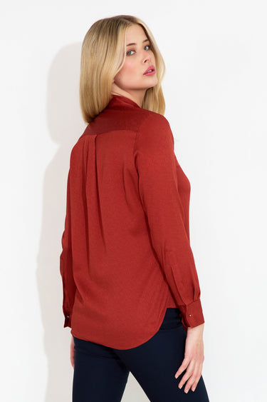 SILK STUD SHIRT - Red Rust