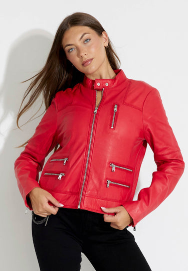 LEATHER JACKET - Red