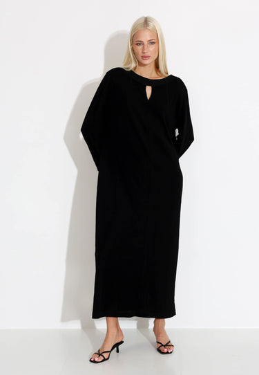 LÅNGKLÄNNING COLLAR SHIMMER - Svart