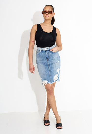 THE ULTRA HIGH WAIST SKIRT - Branwen destroy w/ hazard hem