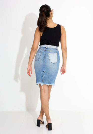 THE ULTRA HIGH WAIST SKIRT - Branwen destroy w/ hazard hem