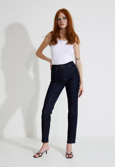 HIGHWAIST DENIM JEANS - Mörkblå