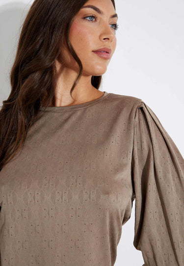 BLOUSE PUFF SLEEVES - Desert Taupe
