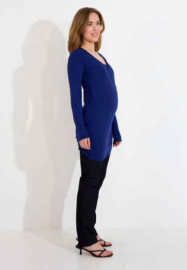 GRAVIDKLÄNNING LÅNGÄRMAD - Cobolt Blue