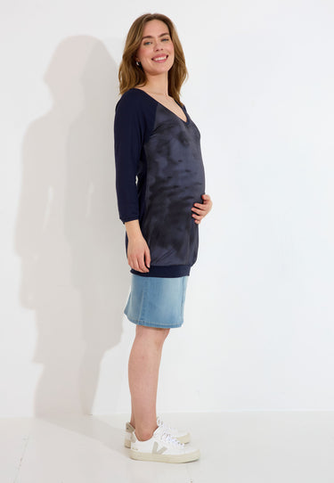 MAMMA-TOPP FACEPRINT 3/4 SLEEVES - Navy