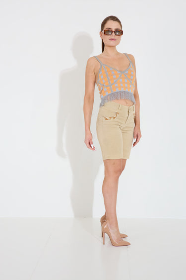 NAOMI DECOR SHORTS - Beige with details