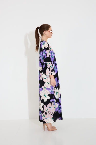 HANNI LONG DRESS - Purple Art Flower