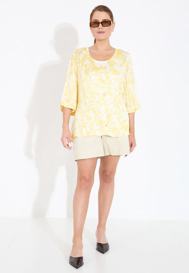 PRETTY PRINTED BLOUSE - Vintage Yellow