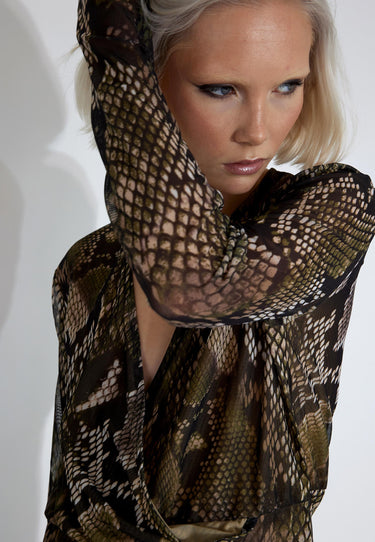 INES DRESS - Green animal