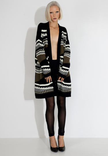 VERONIC CARDIGAN - Black white