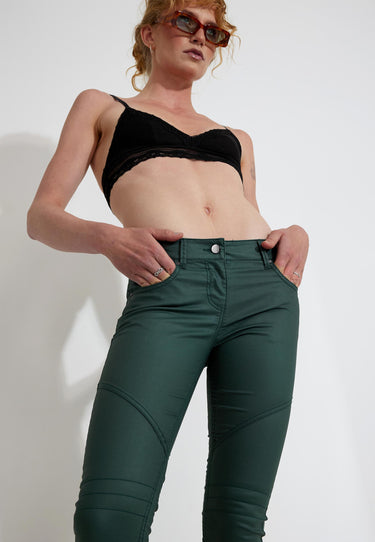 PANTALONE JEANS SPALMATO - Grön