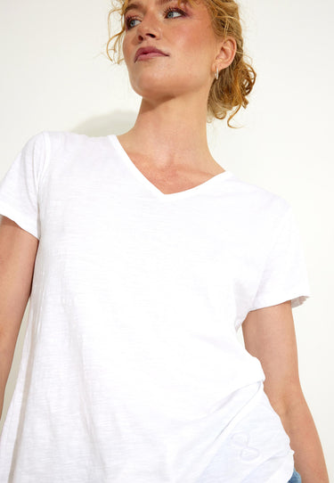 T-SHIRT LOGO V-NECK - White
