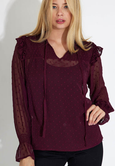 CANDY DOBBY BLUSE - Dunkelweinrot