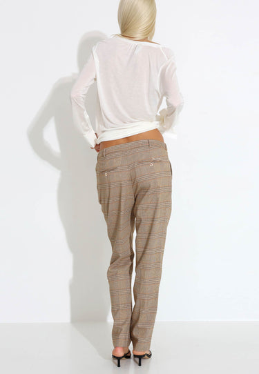 ANNELIE CHECK TROUSERS - Trousers - Brown check