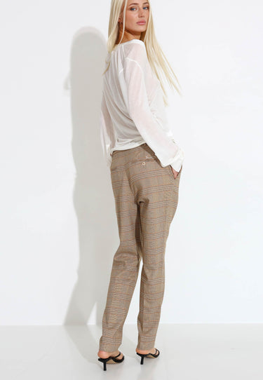 ANNELIE CHECK TROUSERS - Trousers - Brown check