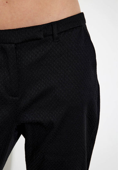 EMILY CROP JAQUARD TROUSERS - Black