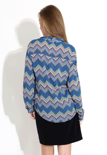 GEMUSTERTE BLUSE - Blau