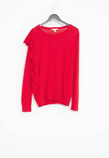 SWEATER WITH RUFFLE - Red