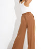 SILK WIDE LEG TROUSERS - Brun