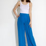 SILK WIDE LEG TROUSERS 03669 - Blå