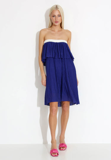 LINEN DRESS - Blå