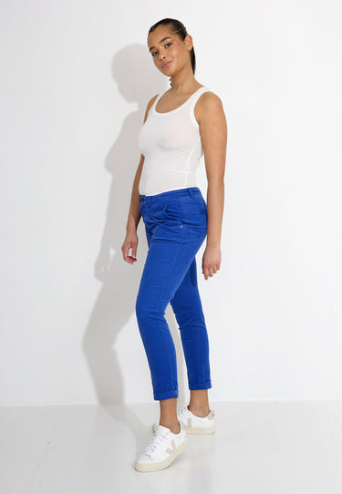 03666 VELVET TROUSERS - Blå