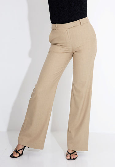 03568 PANTALONE LARGO IN FLANELLA - Brun